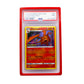 The red PSA Card Slab Protector shown with Charizard from the Pokemon TCG in it against a white background