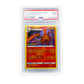 The white PSA Card Slab Protector shown with Charizard from the Pokemon TCG in it against a white background