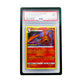 The black PSA Card Slab Protector shown with Charizard from the Pokemon TCG in it against a white background