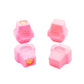 The Stadium Level Locks for Beyblade X stadiums shown in pink. With two having levels and two without levels. These will work for both Takara Tomy and Hasbro stadiums