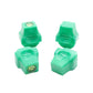 The Stadium Level Locks for Beyblade X stadiums shown in green. With two having levels and two without levels. These will work for both Takara Tomy and Hasbro stadiums