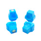 The Stadium Level Locks for Beyblade X stadiums shown in sky blue. With two having levels and two without levels. These will work for both Takara Tomy and Hasbro stadiums