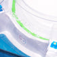 Stadium Level Locks in Sky Blue on the Takara Tomy Beyblade X stadium. With the stadium in a blue case with a sticker for Momo's Models on the front.