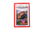 The red Beckett Card Slab Protector shown with Janine from the Pokemon TCG in it against a white background
