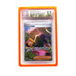 The orange Beckett Card Slab Protector shown with Janine from the Pokemon TCG in it against a white background