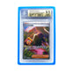 The sky blue Beckett Card Slab Protector shown with Janine from the Pokemon TCG in it against a white background