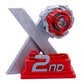 The 2nd place Trophy Stand in silver red with Bullet Griffon hexa build against a white background