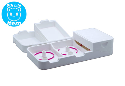 9th Life - Pocket Clam Shell deck box in White/Hot Pink for Beyblade X