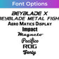 The available font options to customize your Beyblade deck box