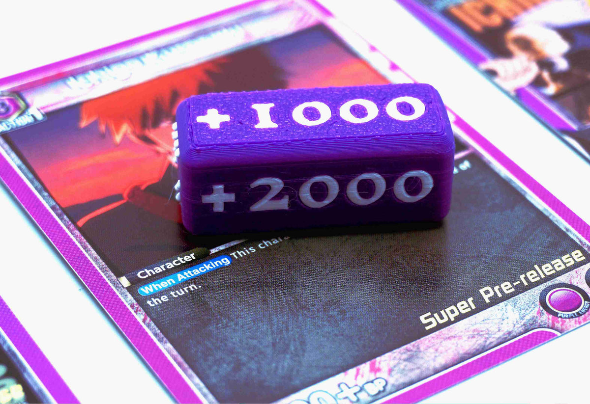 Attack Increase marker shown in purple and white on top of a Bleach Super Pre-Release card for Union Arena