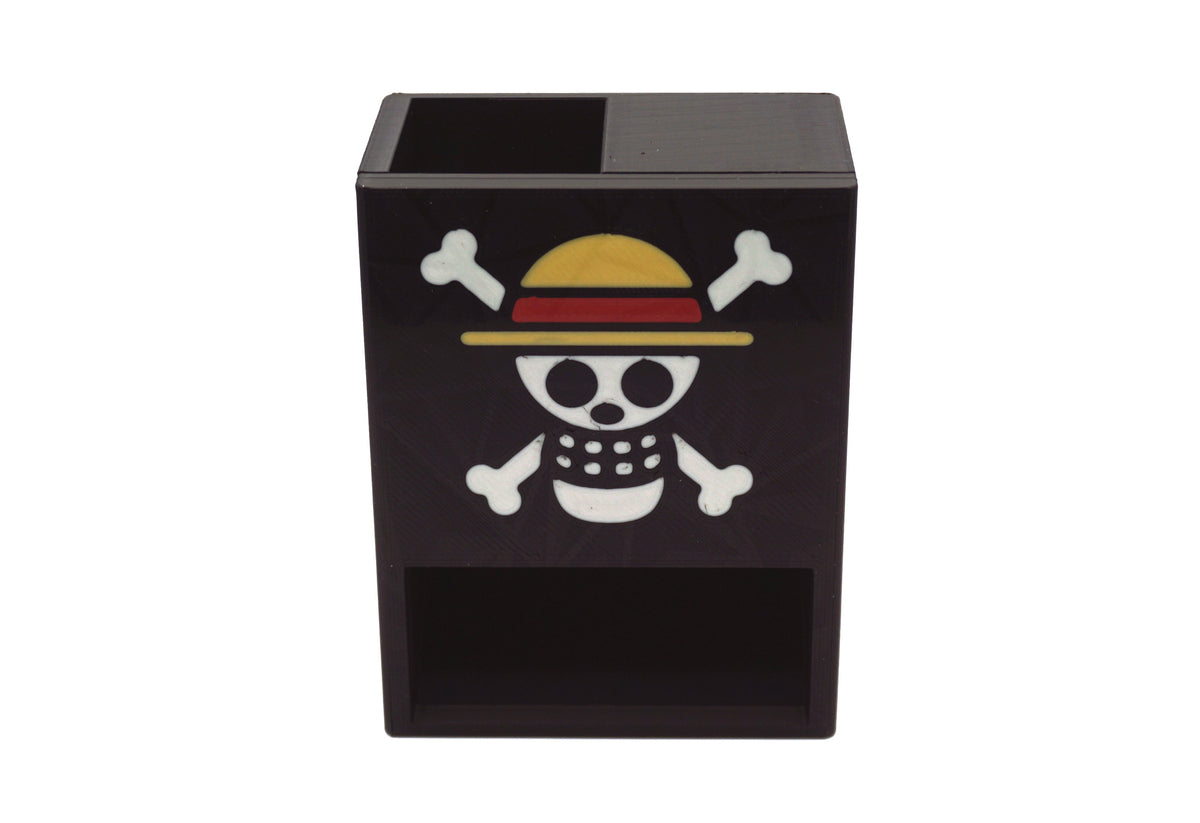 Close up picture of the Strawhats jolly roger version of the One Piece Mini Dice Tower against a white background